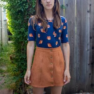 Button Front Mini Skirt